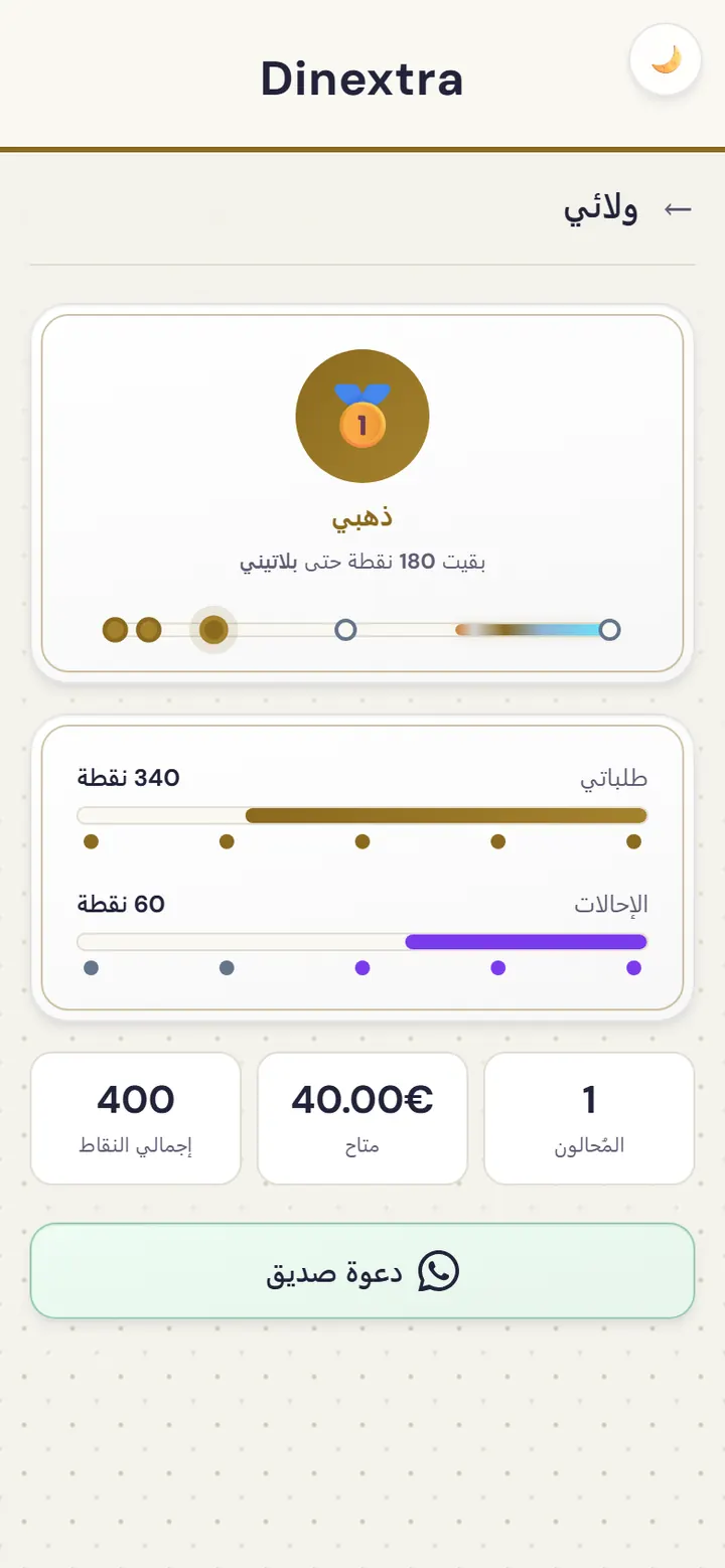شاشة برنامج الولاء