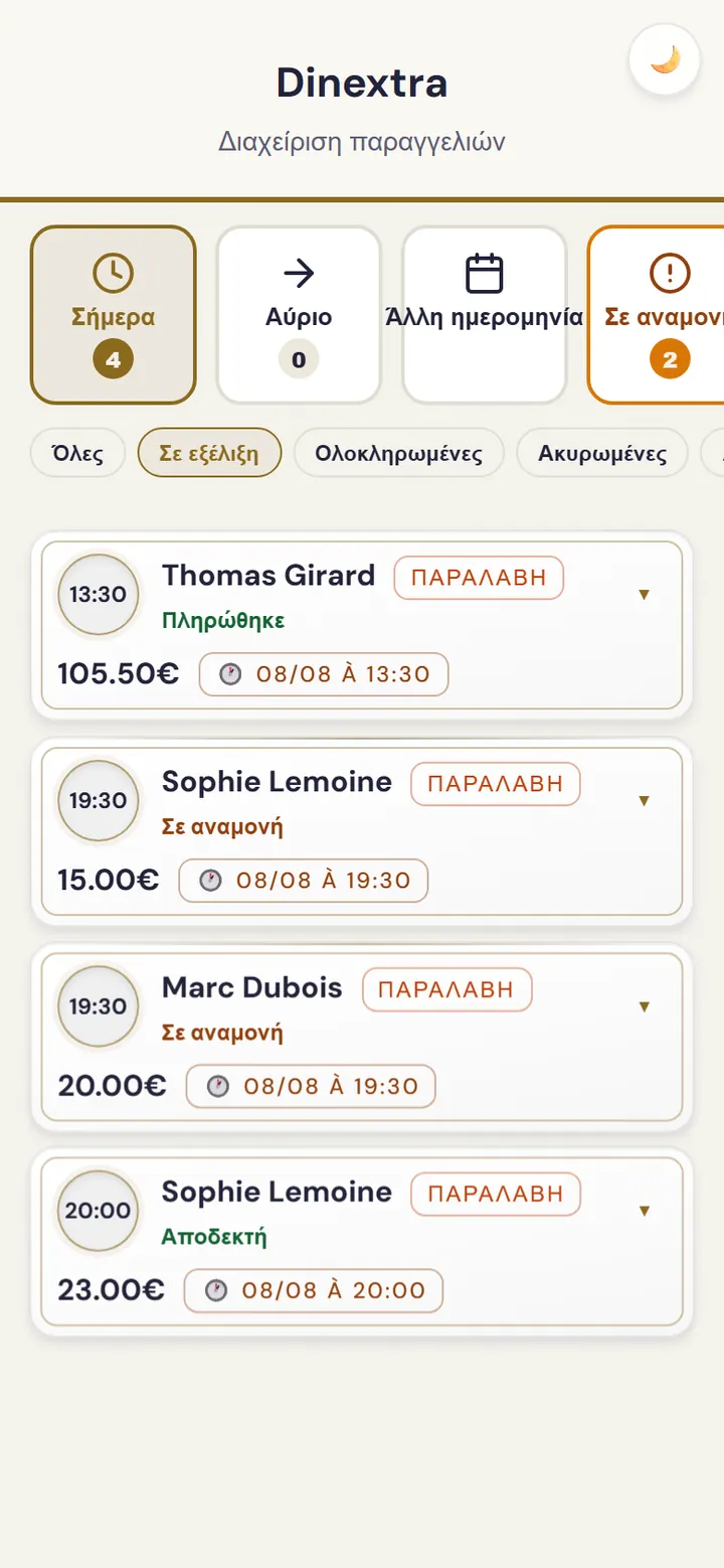 Οθόνη έγκρισης παραγγελιών