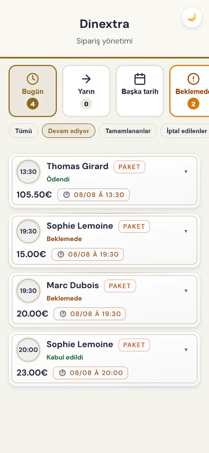 Sipariş onay ekranı