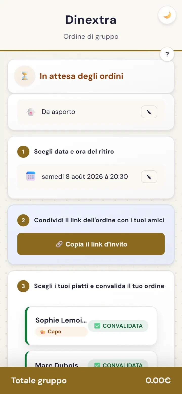 Riepilogo di un ordine di gruppo